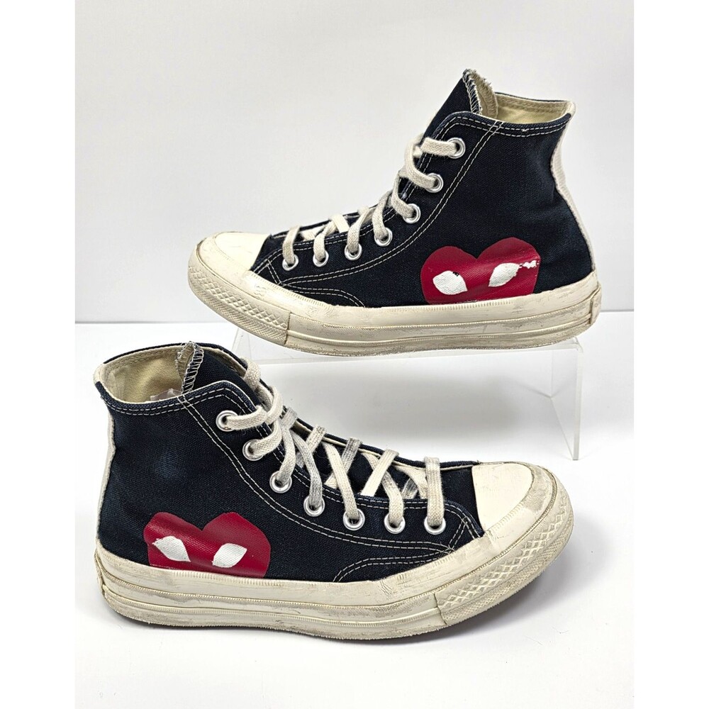 Converse x Comme des Garçons CDG PLAY Chuck 70 High Top Black Red Heart Size 5.5